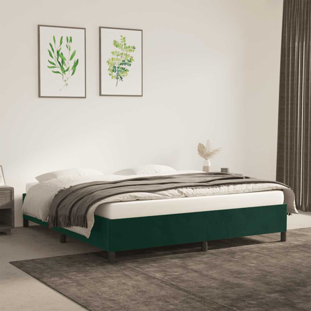 Giroletto senza Materasso Verde Scuro 160x200 cm in Velluto