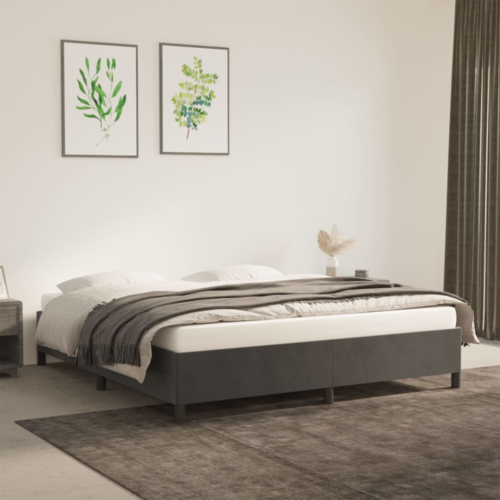 Giroletto senza Materasso Grigio Scuro 180x200 cm Velluto