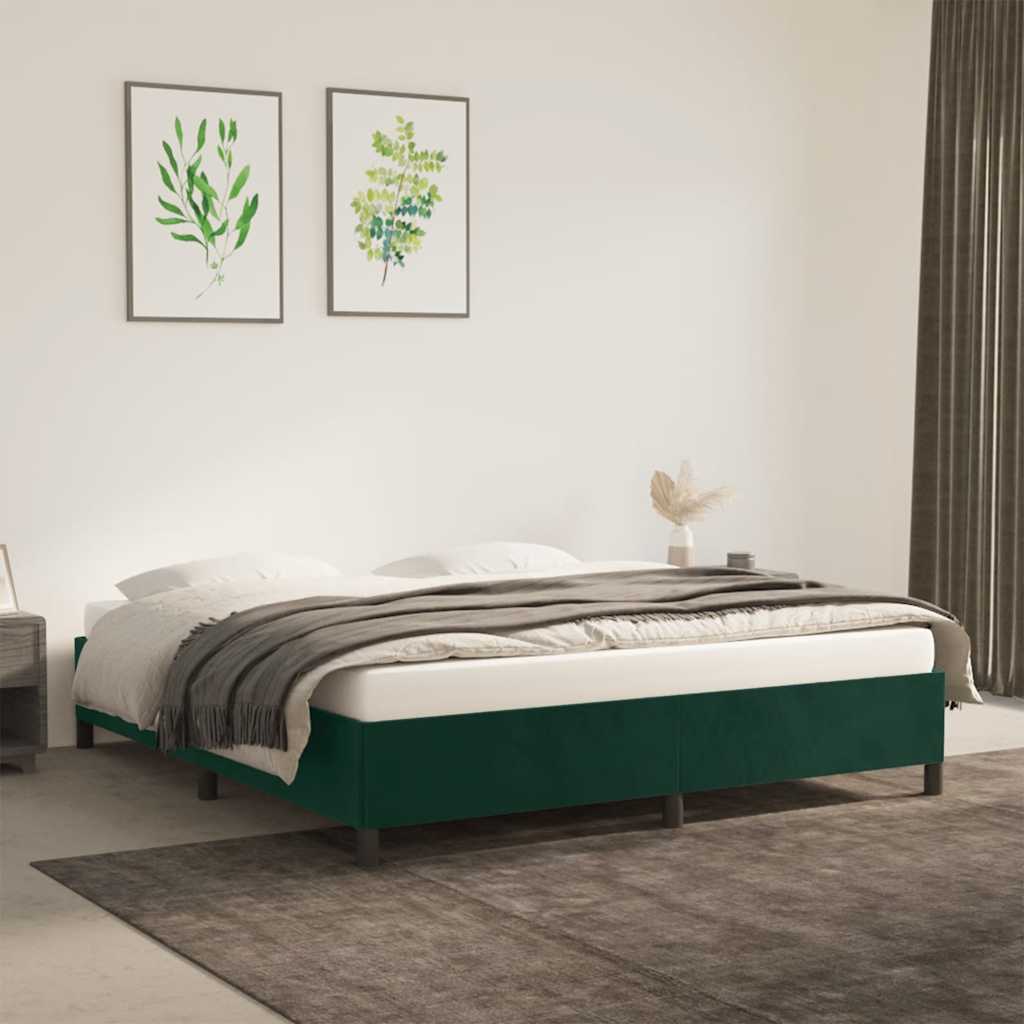 Giroletto senza Materasso Verde Scuro 180x200 cm in Velluto