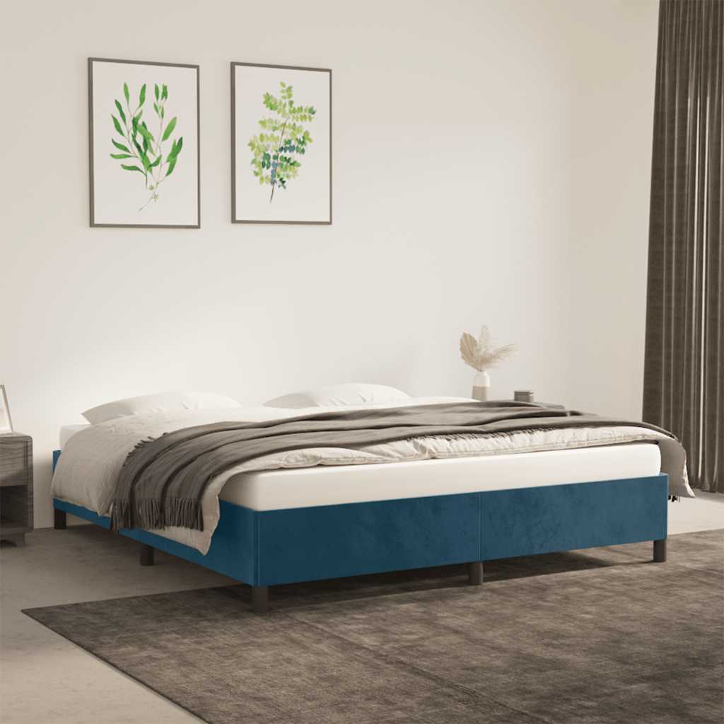 Giroletto senza Materasso Blu Scuro 180x200 cm in Velluto
