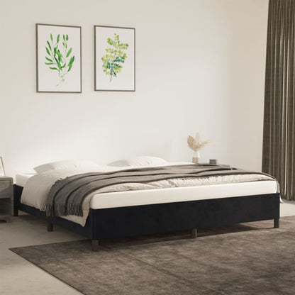 Giroletto senza Materasso Nero 200x200 cm in Velluto