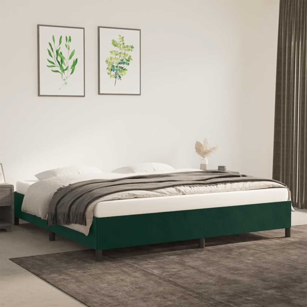 Giroletto senza Materasso Verde Scuro 200x200 cm in Velluto