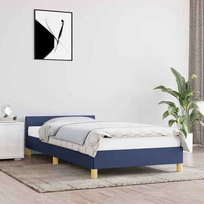 Giroletto con Testiera senza Materasso Blu 90x190 cm Tessuto