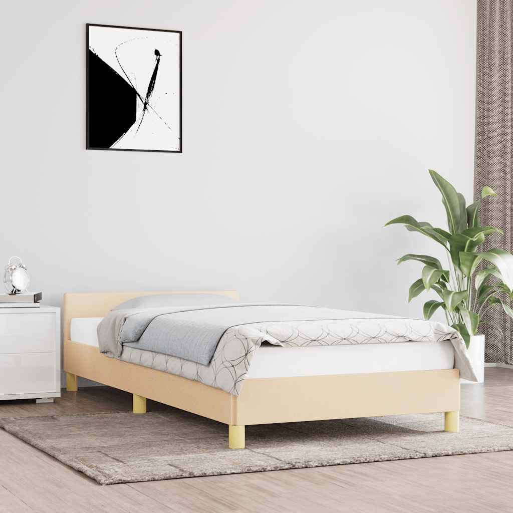 Giroletto con Testiera senza Materasso Crema 90x200 cm Tessuto