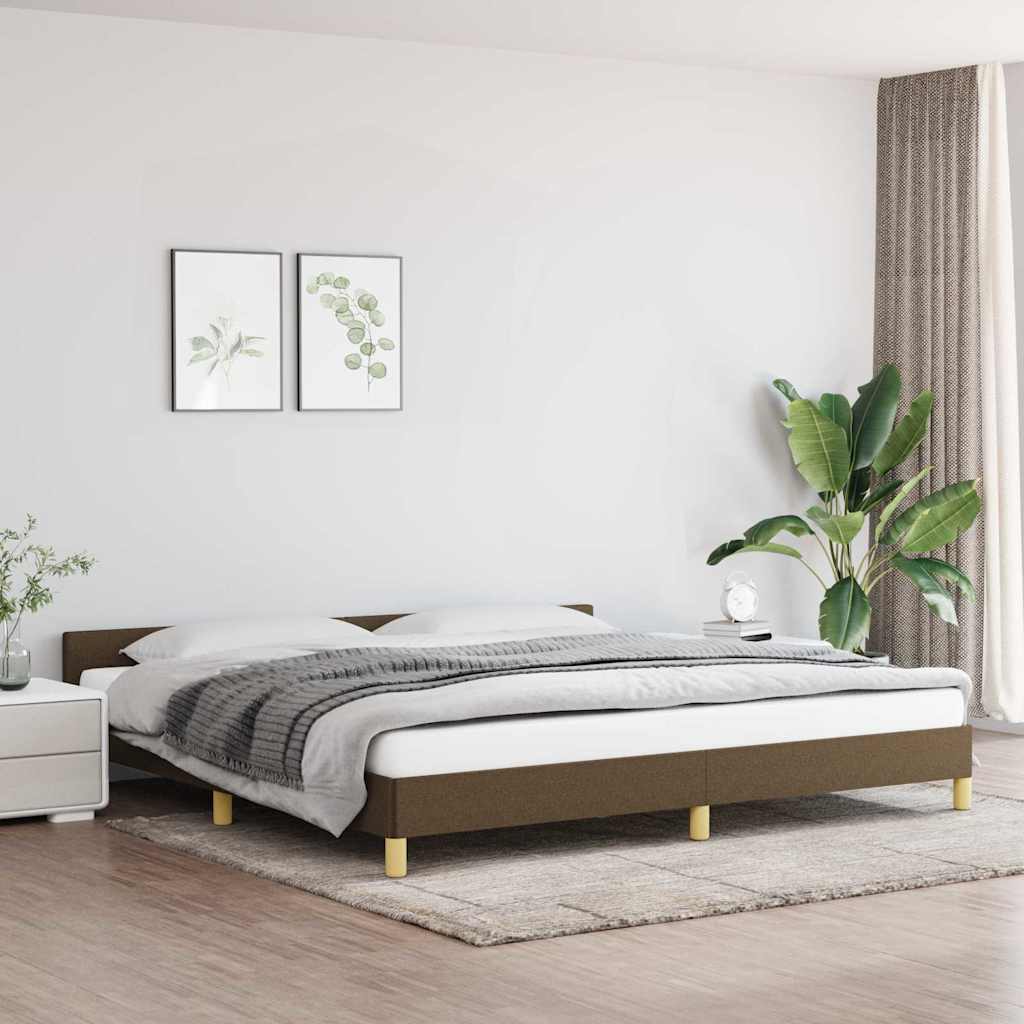Giroletto senza Materasso Marrone Scuro 200x200 cm in Tessuto