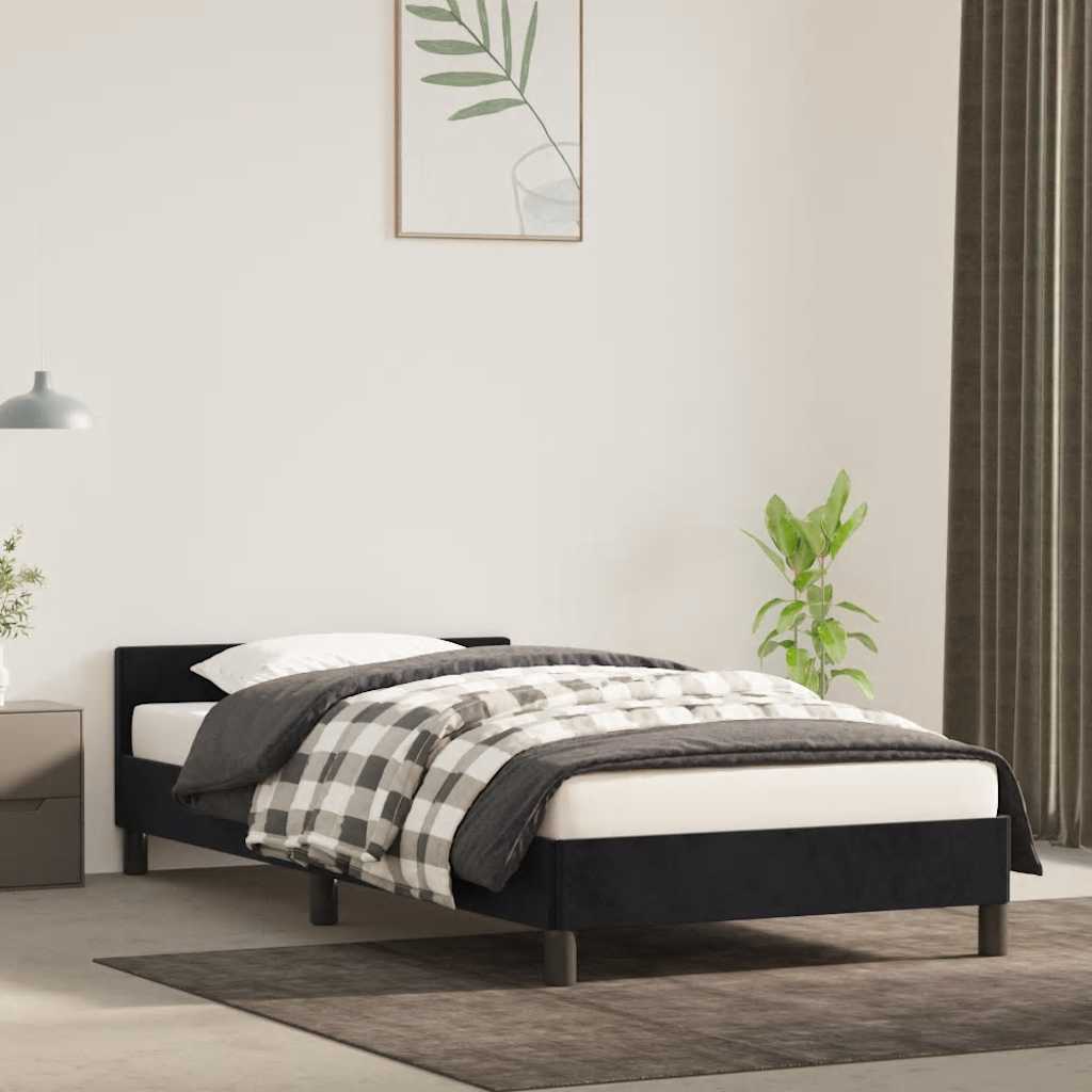 Giroletto con Testiera senza Materasso Nero 80x200 cm Velluto