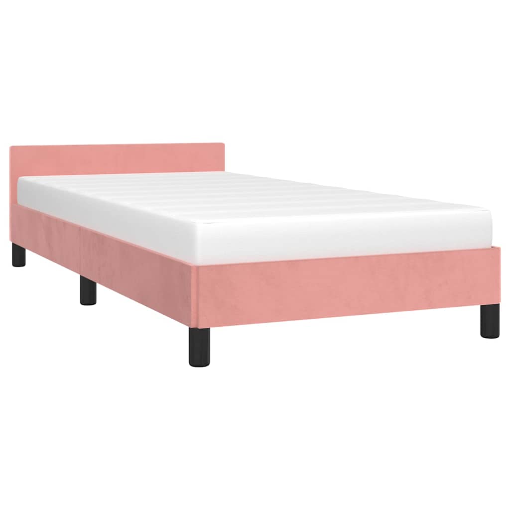 Giroletto con Testiera senza Materasso Rosa 80x200 cm Velluto