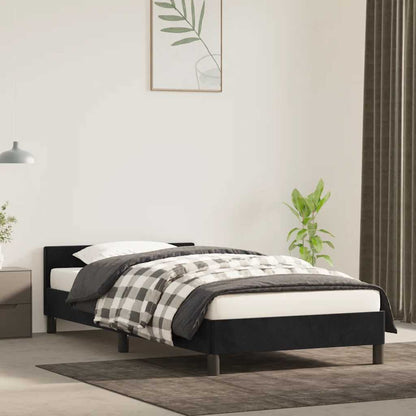 Giroletto con Testiera senza Materasso Nero 90x190 cm Velluto