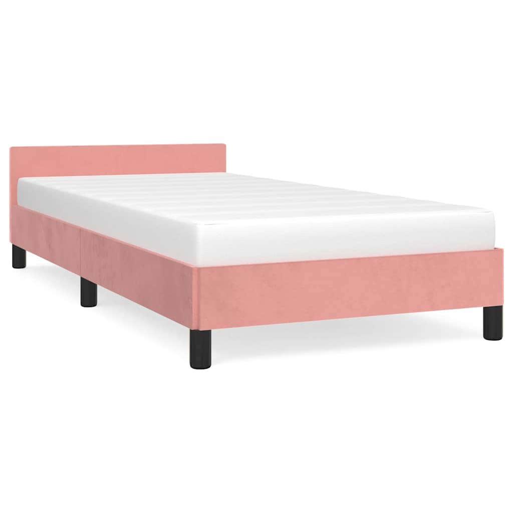 Giroletto con Testiera senza Materasso Rosa 90x190 cm Velluto