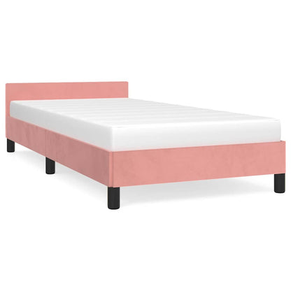 Giroletto con Testiera senza Materasso Rosa 90x190 cm Velluto
