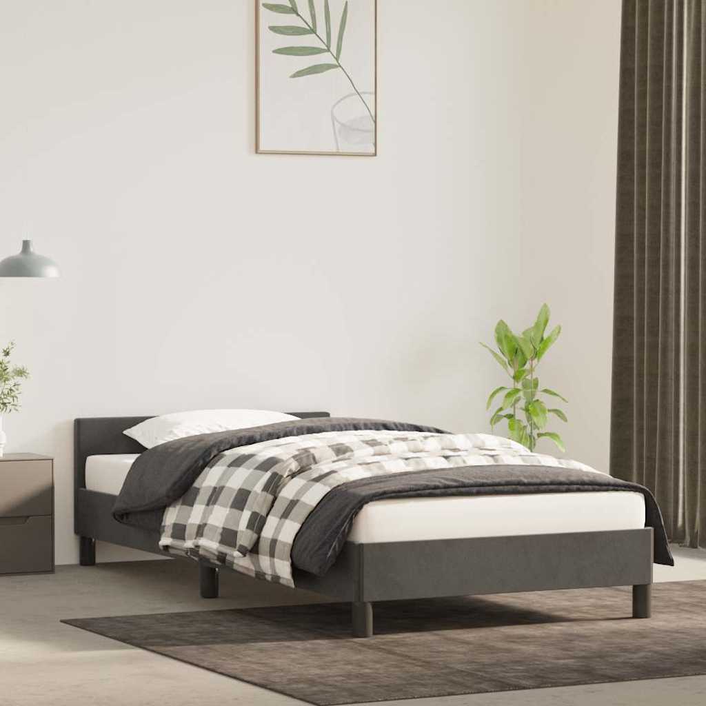 Giroletto senza Materasso Grigio Scuro 90x200 cm Velluto