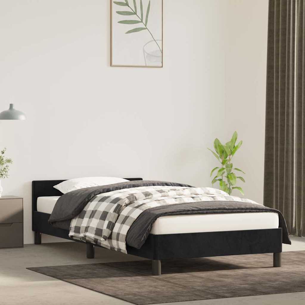 Giroletto con Testiera senza Materasso Nero 90x200 cm Velluto