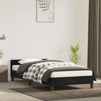 Giroletto con Testiera senza Materasso Nero 90x200 cm Velluto