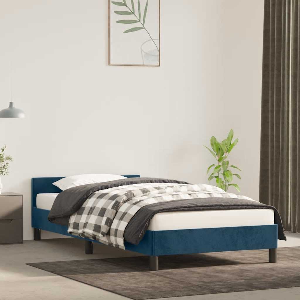 Giroletto senza Materasso Blu Scuro 90x200 cm in Velluto