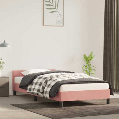Giroletto con Testiera senza Materasso Rosa 90x200 cm Velluto