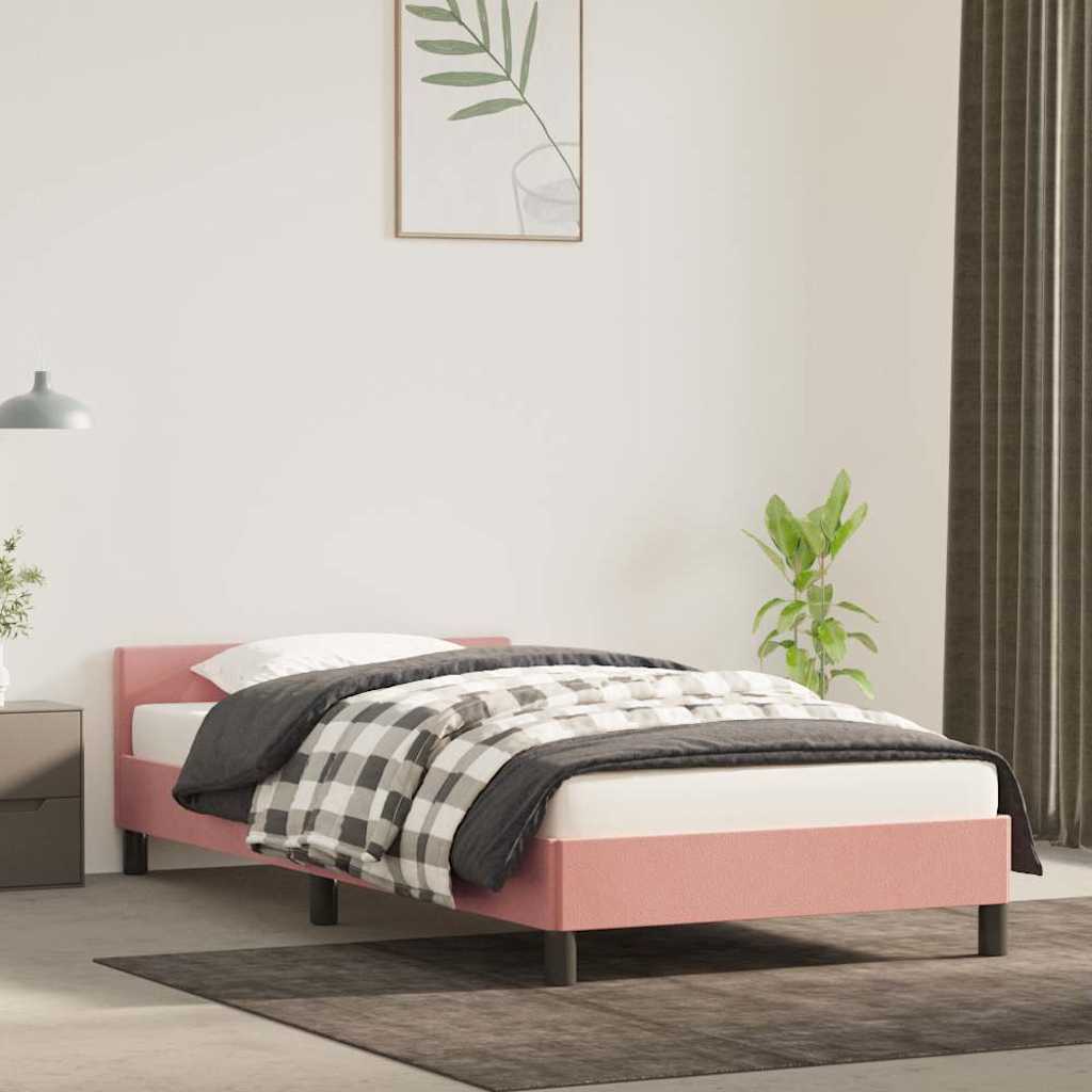 Giroletto con Testiera senza Materasso Rosa 100x200 cm Velluto