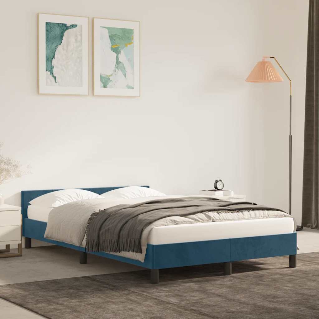 Giroletto senza Materasso Blu Scuro 120x200 cm in Velluto