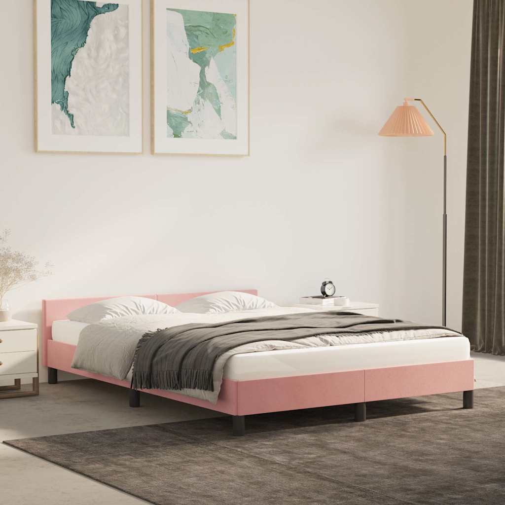 Giroletto con Testiera senza Materasso Rosa 140x190 cm Velluto