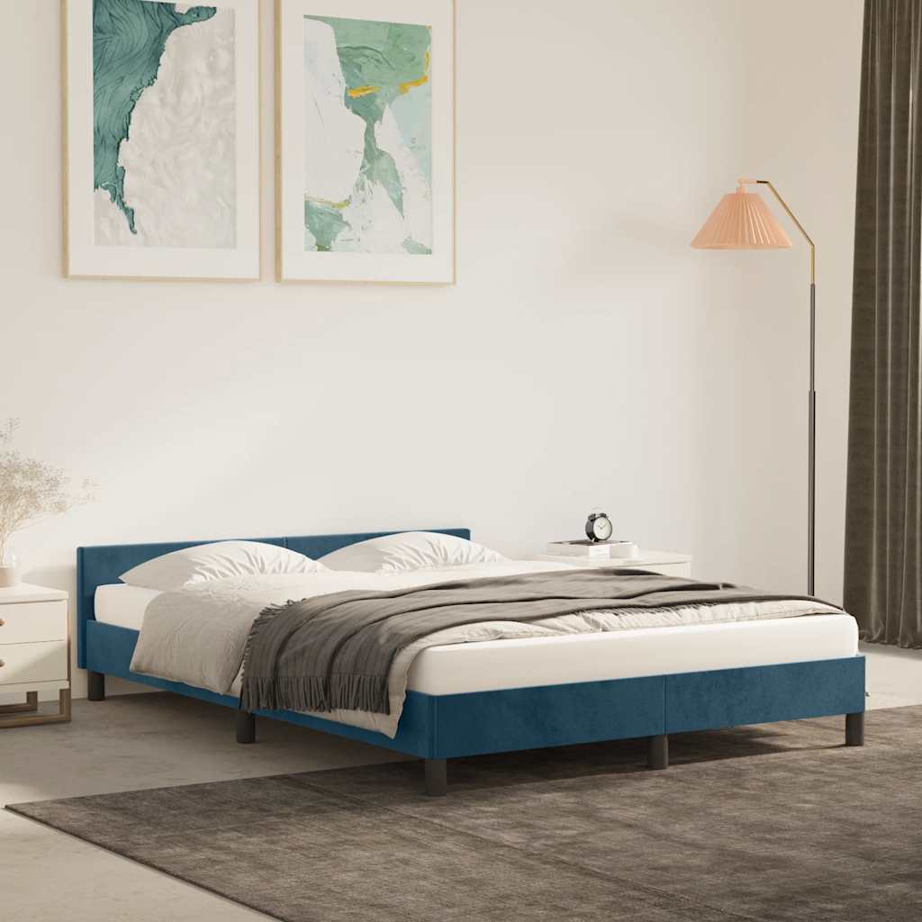 Giroletto senza Materasso Blu Scuro 140x200 cm Velluto