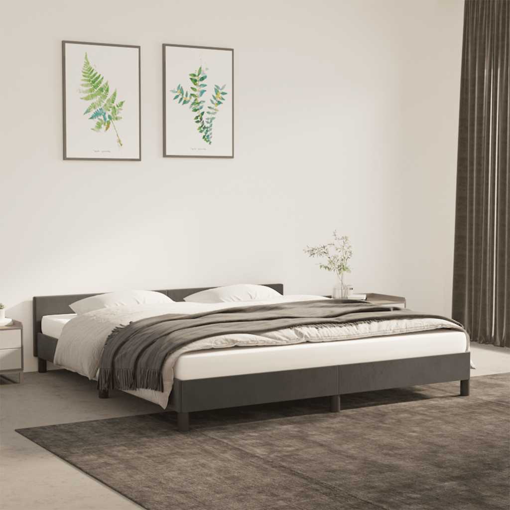 Giroletto senza Materasso Grigio Scuro 160x200 cm Velluto