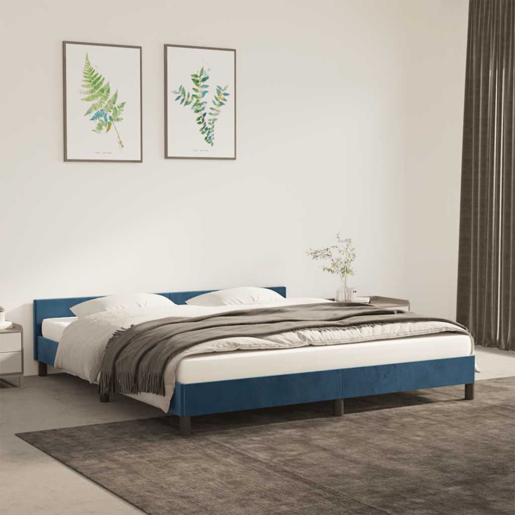 Giroletto senza Materasso Blu Scuro 180x200 cm in Velluto