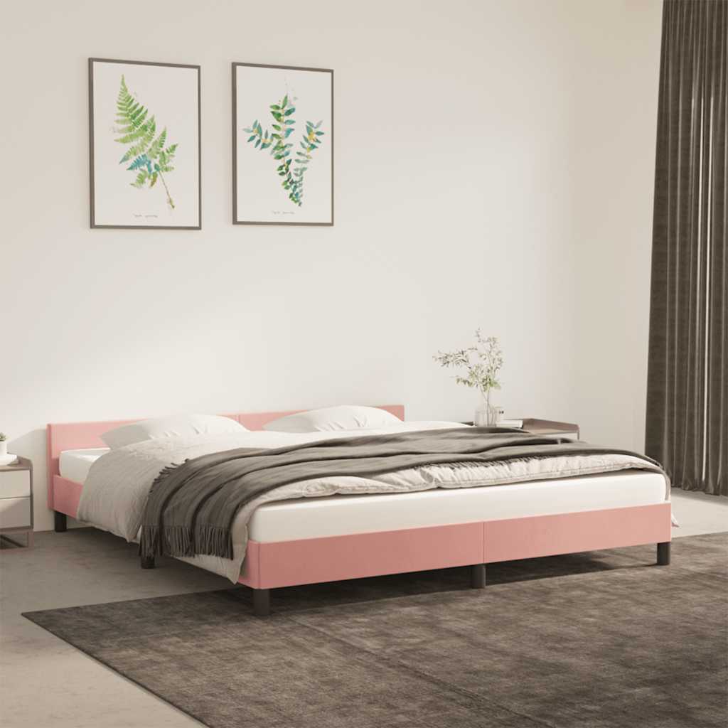 Giroletto con Testiera senza Materasso Rosa 180x200 cm Velluto