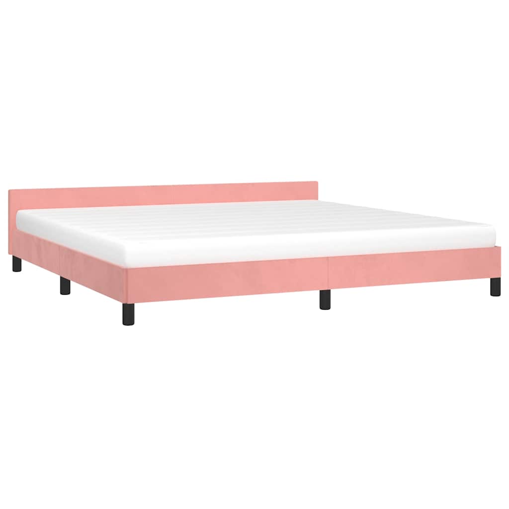 Giroletto con Testiera senza Materasso Rosa 200x200 cm Velluto