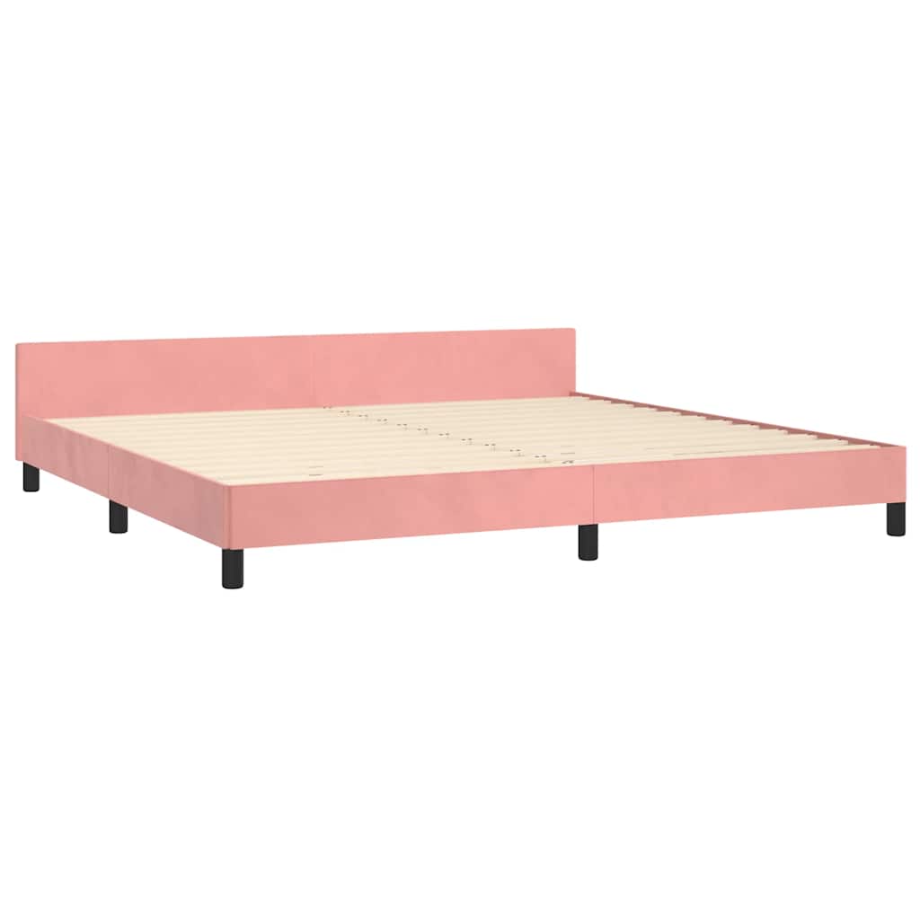 Giroletto con Testiera senza Materasso Rosa 200x200 cm Velluto