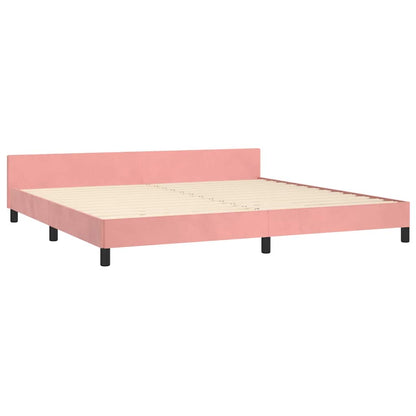 Giroletto con Testiera senza Materasso Rosa 200x200 cm Velluto