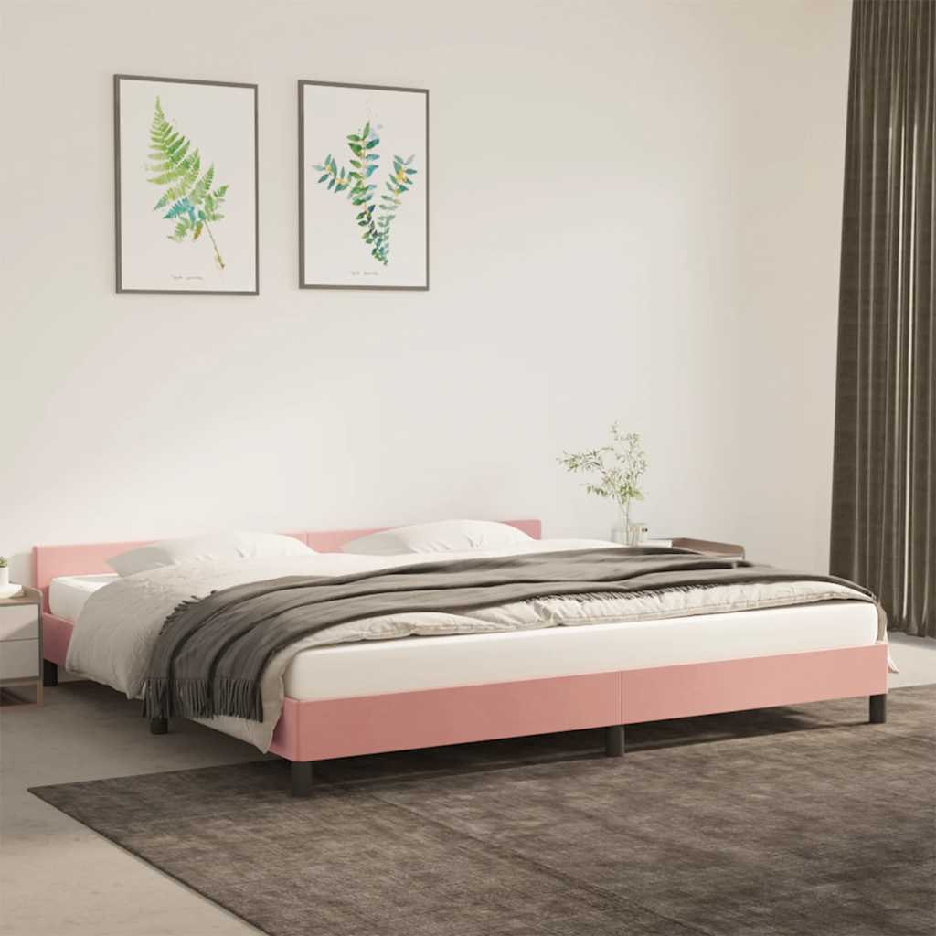 Giroletto con Testiera senza Materasso Rosa 200x200 cm Velluto