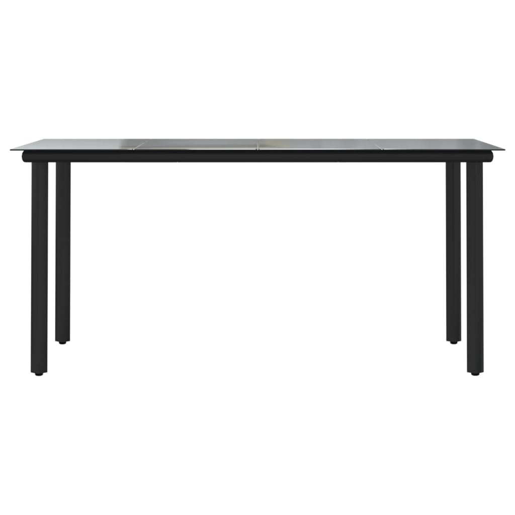 Tavolo Pranzo Giardino Nero 160x80x74 Acciaio e Vetro Temperato