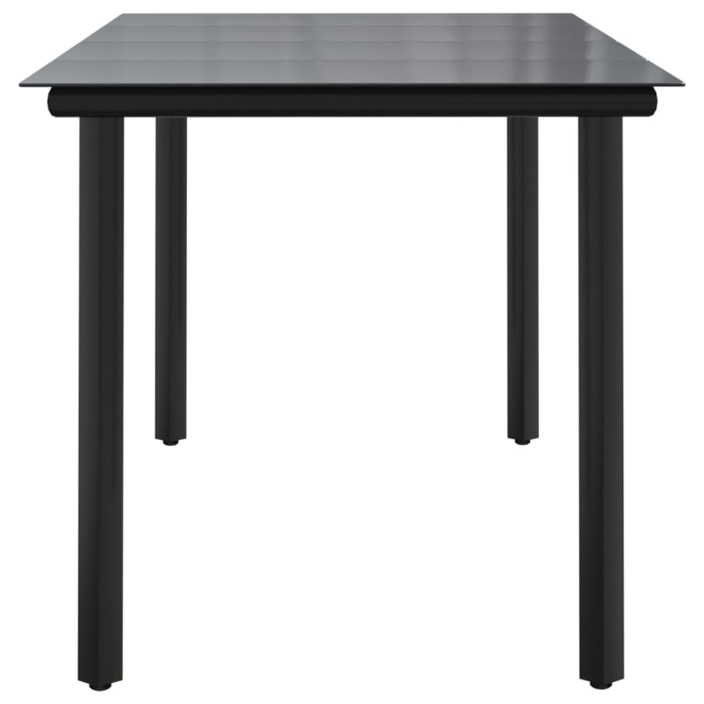 Tavolo Pranzo Giardino Nero 160x80x74 Acciaio e Vetro Temperato