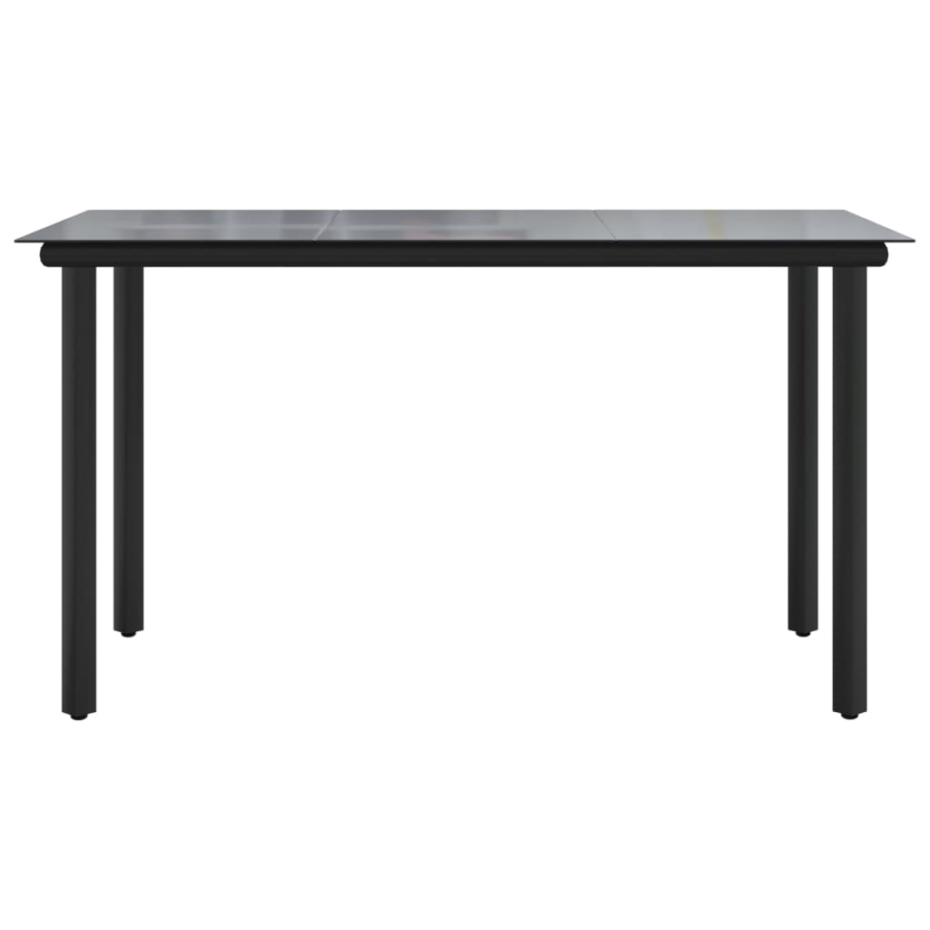 Tavolo Pranzo Giardino Nero200x100x74 Acciaio e Vetro Temperato