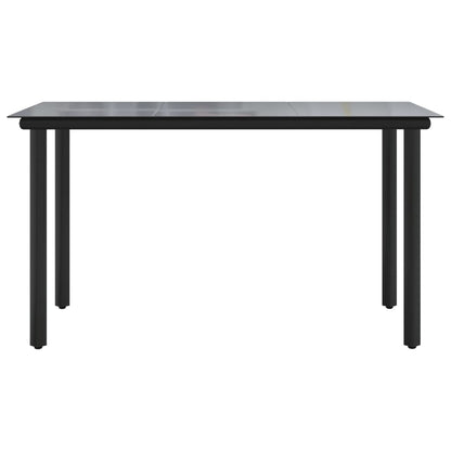 Tavolo Pranzo Giardino Nero200x100x74 Acciaio e Vetro Temperato
