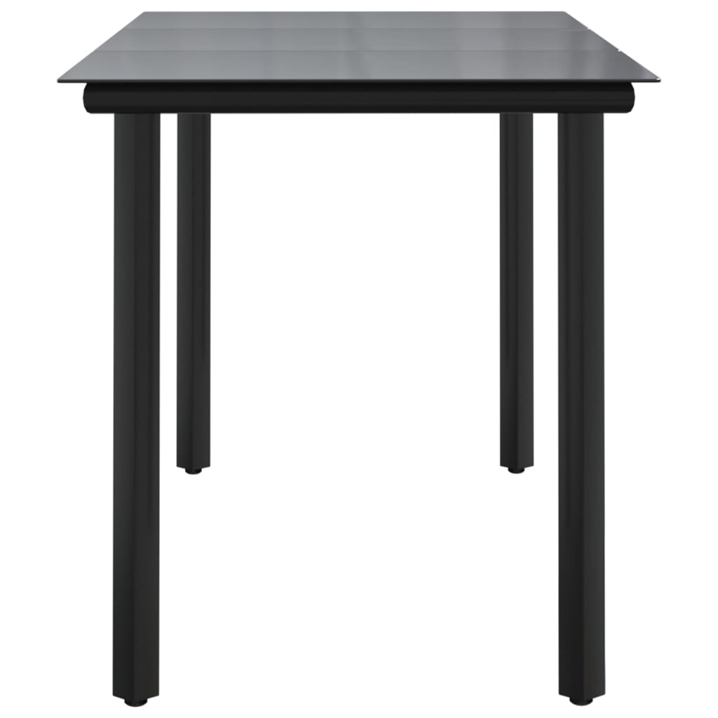 Tavolo Pranzo Giardino Nero200x100x74 Acciaio e Vetro Temperato