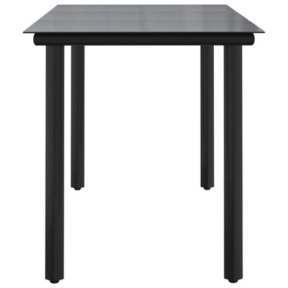 Tavolo Pranzo Giardino Nero200x100x74 Acciaio e Vetro Temperato