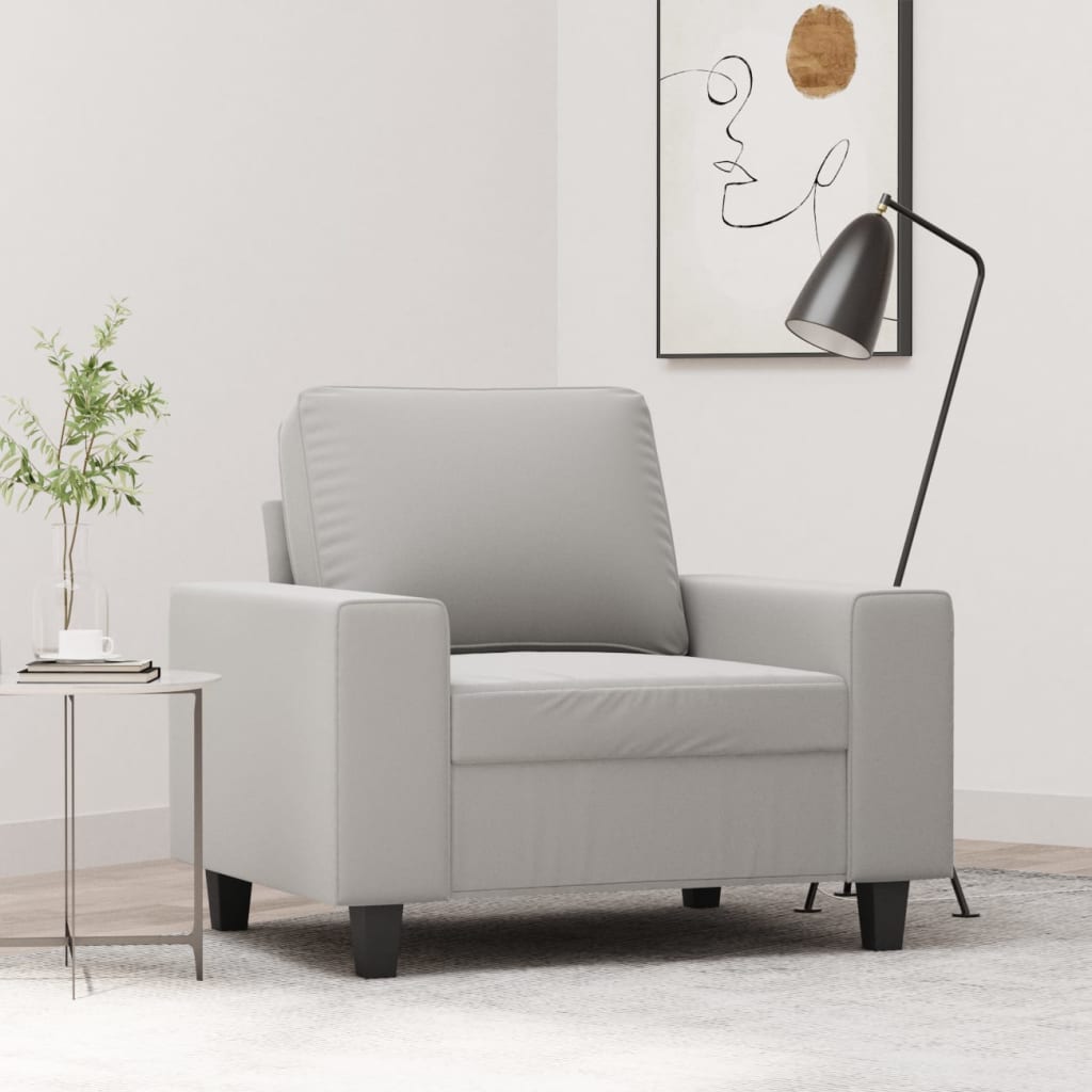 Poltrona Grigio Chiaro 60 cm in Tessuto Microfibra