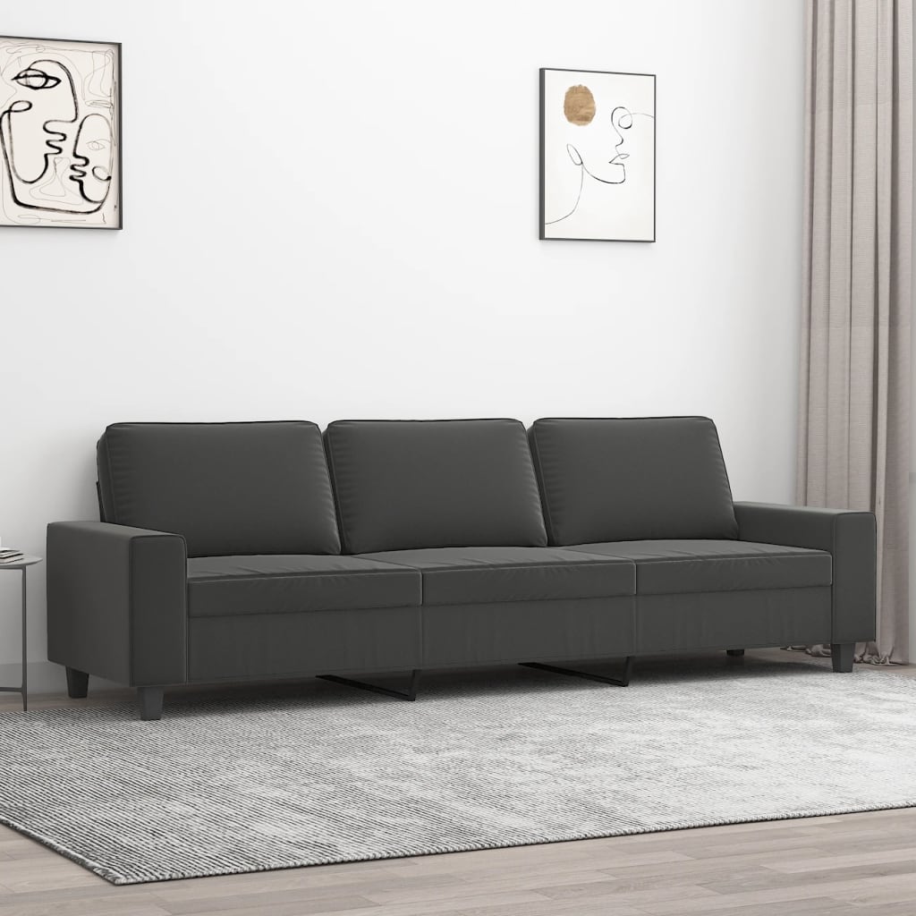 Divano a 3 Posti Grigio Scuro 210 cm in Tessuto Microfibra