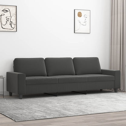 Divano a 3 Posti Grigio Scuro 210 cm in Tessuto Microfibra