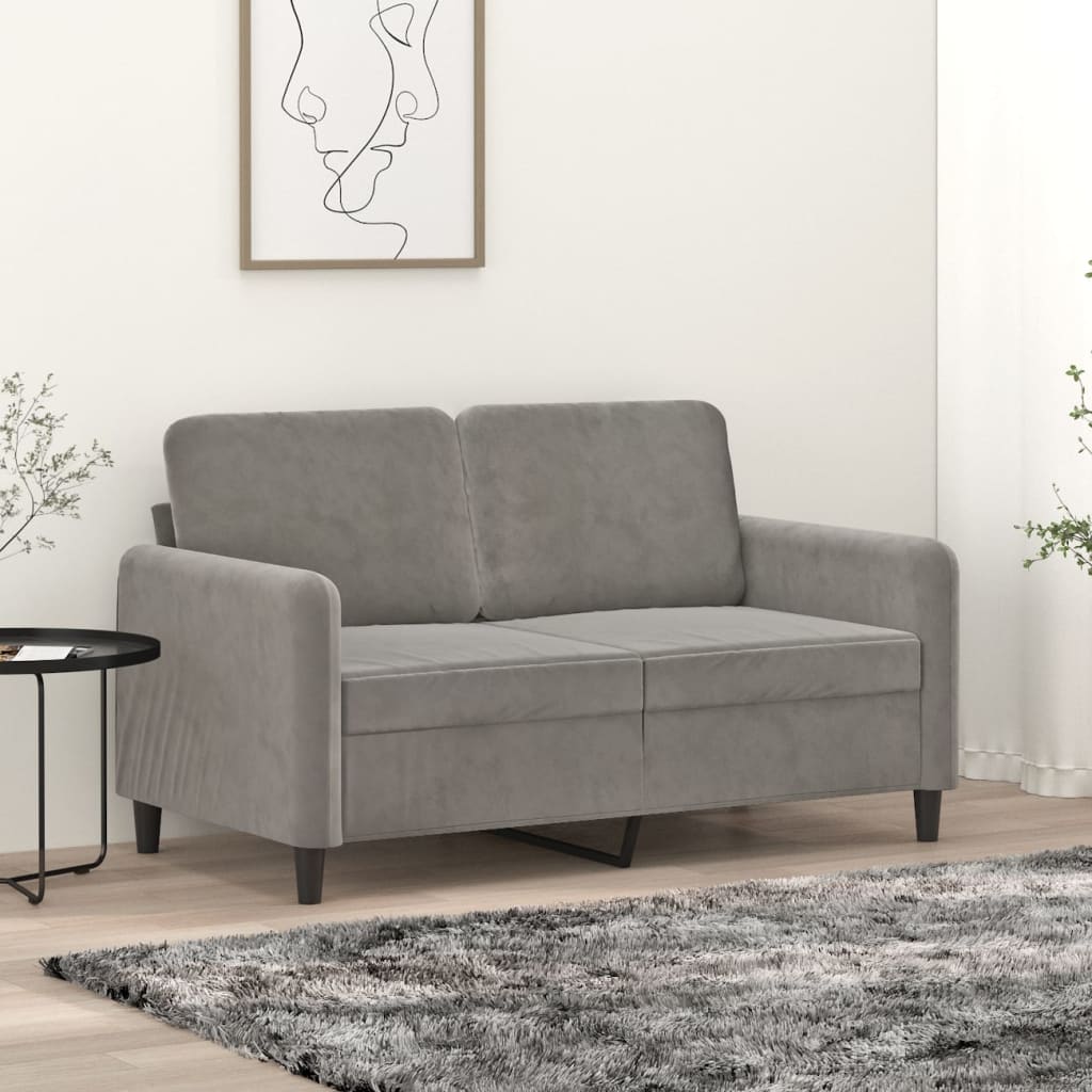 Divano a 2 Posti Grigio Chiaro 120 cm in Velluto