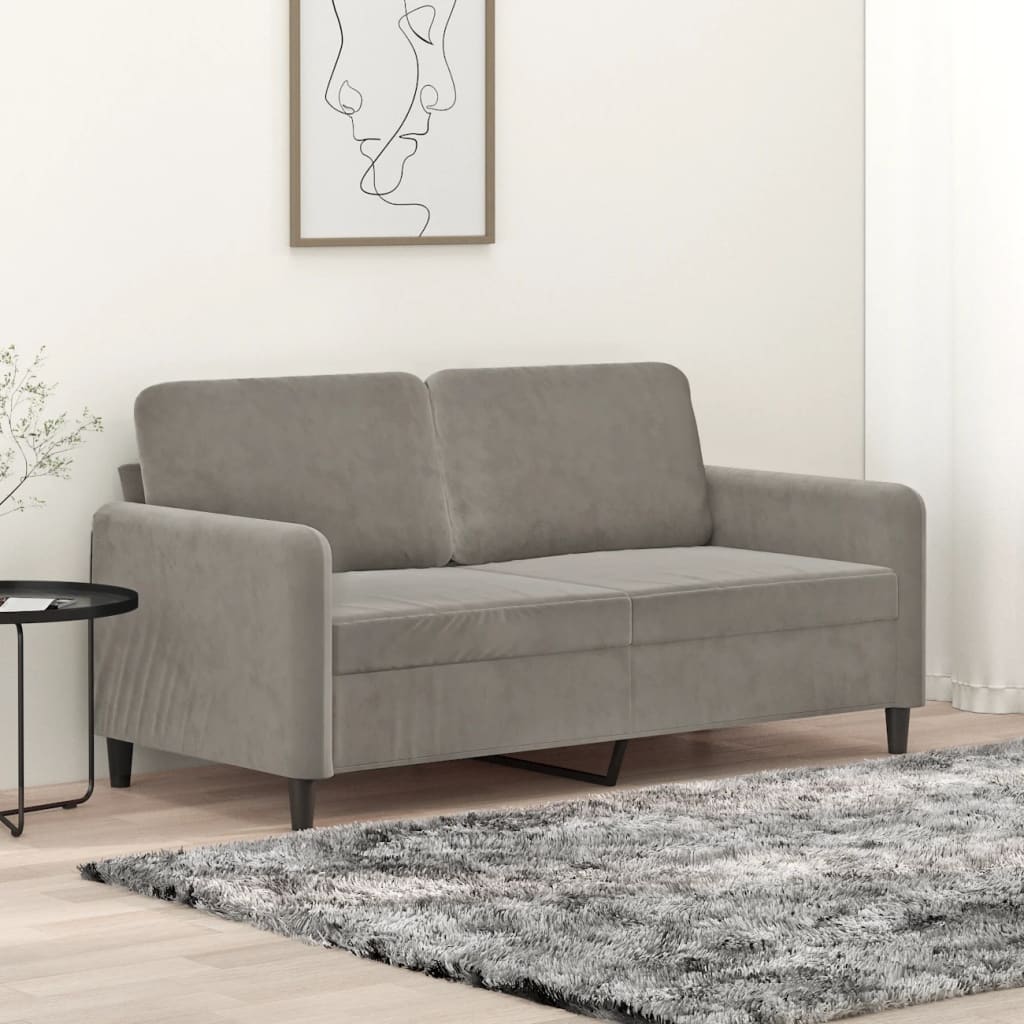 Divano a 2 Posti Grigio Chiaro 140 cm in Velluto