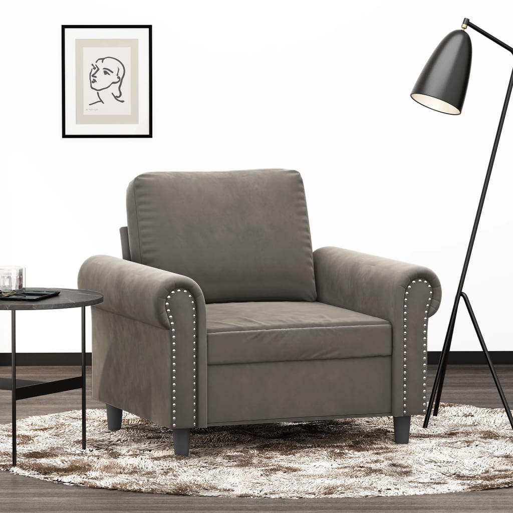 Poltrona Grigio Chiaro 60 cm Velluto