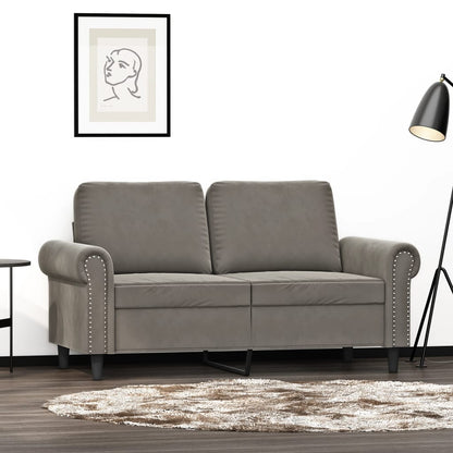 Divano a 2 Posti Grigio Chiaro 120 cm in Velluto
