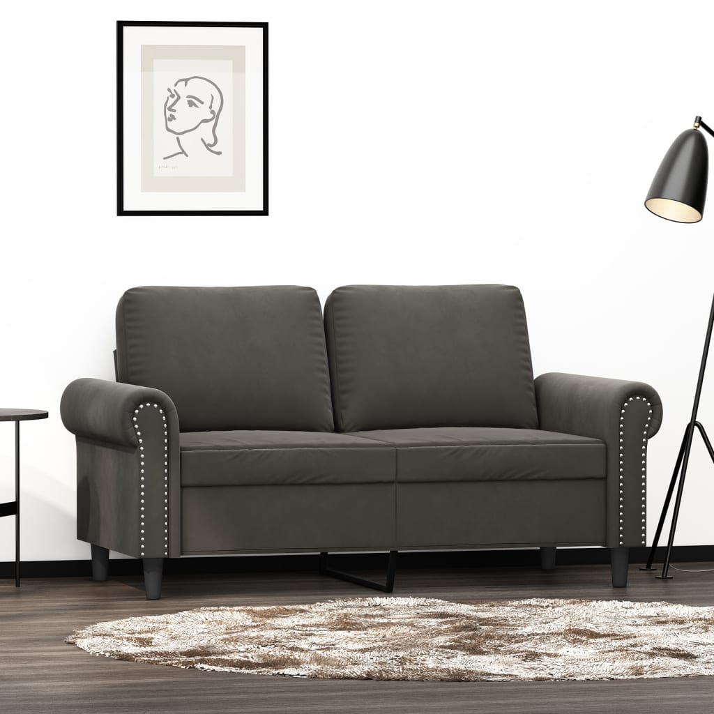 Divano a 2 Posti grigio scuro 120 cm in Velluto