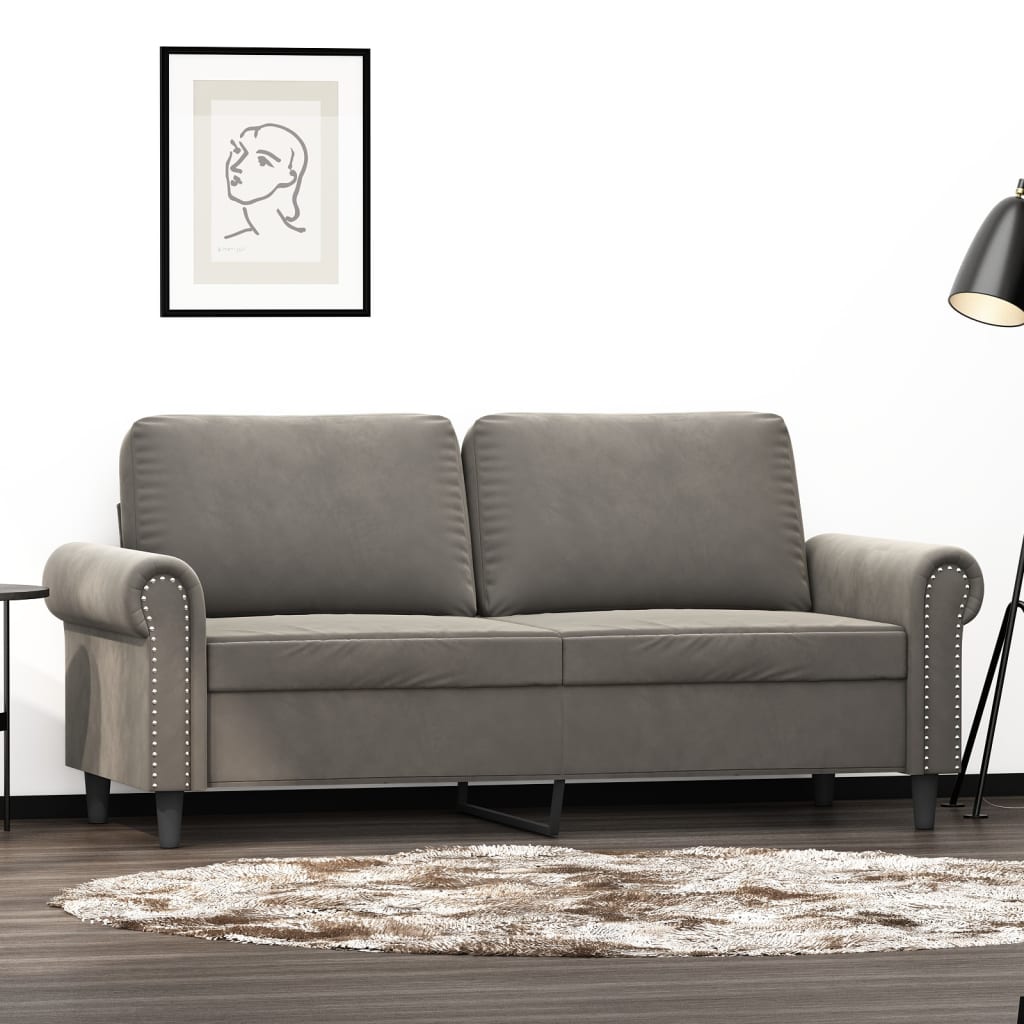 Divano a 2 Posti Grigio Chiaro 140 cm in Velluto