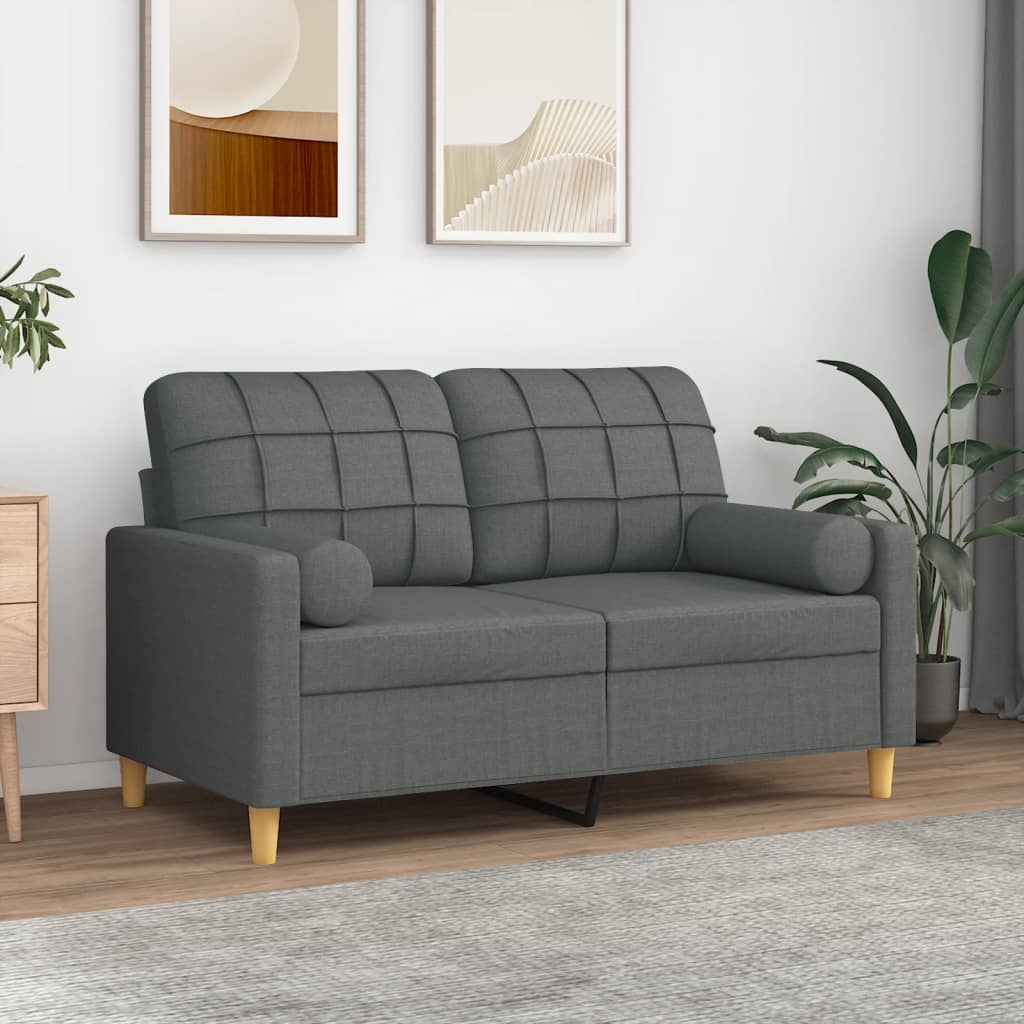 Cuscini Decorativi 2 pz Grigio Scuro Ã˜15x50 cm in Tessuto