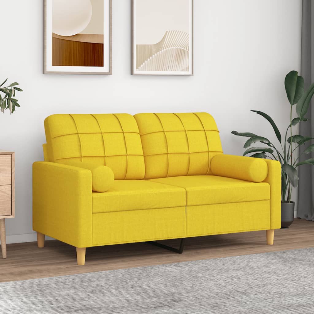Cuscini Decorativi 2 pz Giallo Chiaro Ã˜15x50 cm in Tessuto