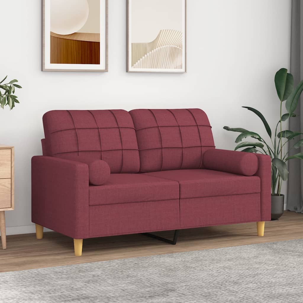 Cuscini Decorativi 2 pz Rosso Vino Ã˜15x50 cm in Tessuto