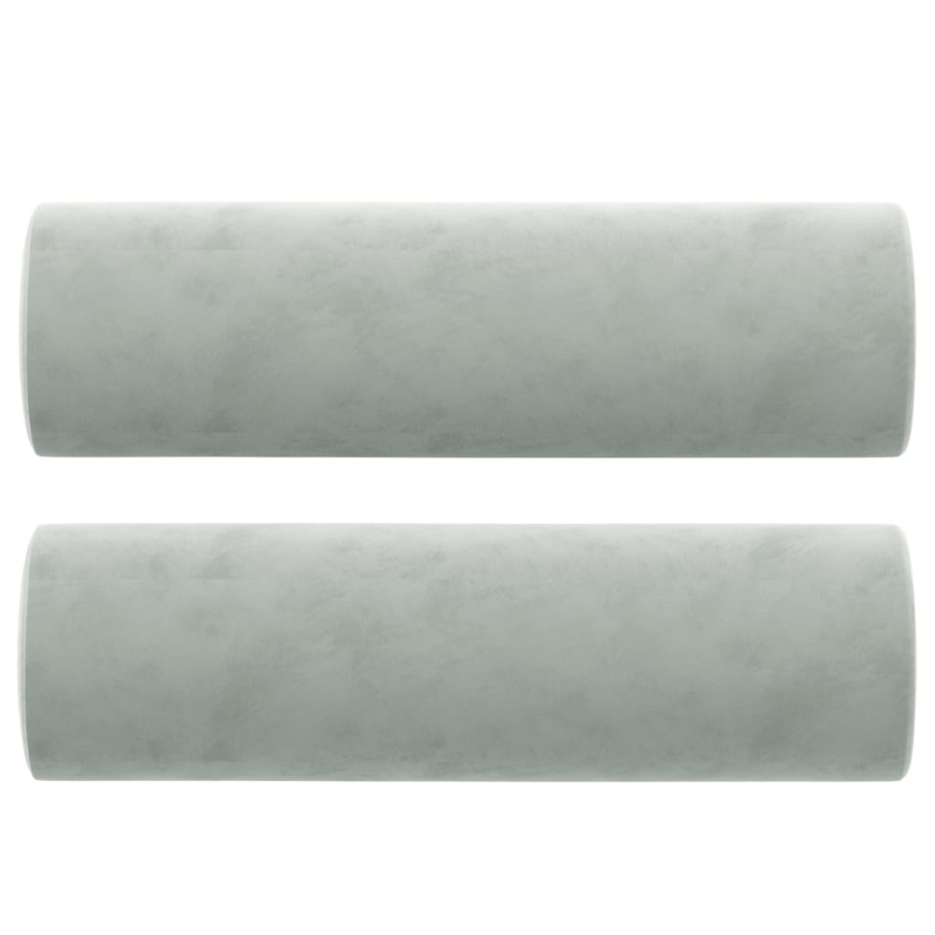Cuscini Decorativi 2 pz Grigio Chiaro Ã˜15x50 cm in Velluto