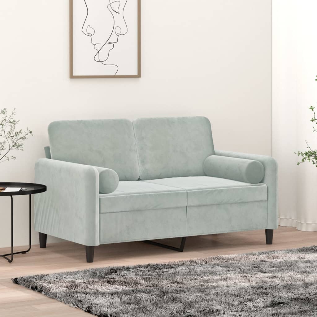 Cuscini Decorativi 2 pz Grigio Chiaro Ã˜15x50 cm in Velluto